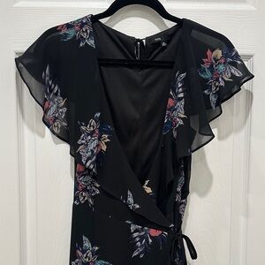 Fate Stitch Fix Black Floral Wrap Around Hi Low Maxi Dress